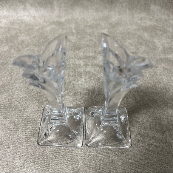 MIKASA Slovenia Lead Crystal Candlestick Art Deco Holder 5 1/2" SET of 2 - Picture 3 of 9